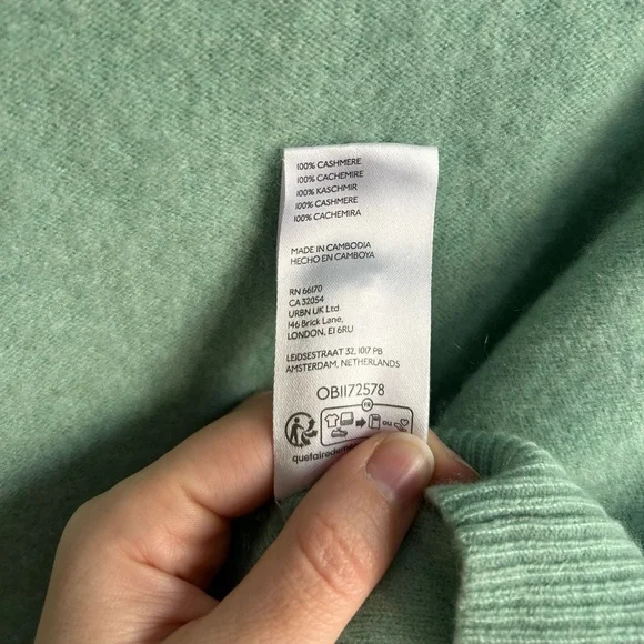 Anthropologie Pilcro 100% Cashmere Alani Mock Neck Sweater Mint Seafoam Green XS - Picture 8 of 9